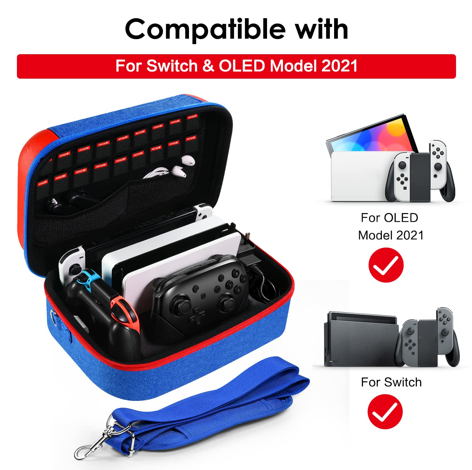 ivoler Nintendo Switch Carrying Case - Deluxe Travel Storage Bag with Hard Shell Shockproof Cover, 18 Game Cartridges & Accessories - Perfect for Travel, Commuting, and Gaming On-The-Go