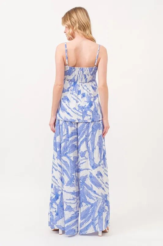 Abstract Print Smocked Tied Babydoll Top for Women - Flowy Summer Blouse for Casual Outings & Beach Vacations