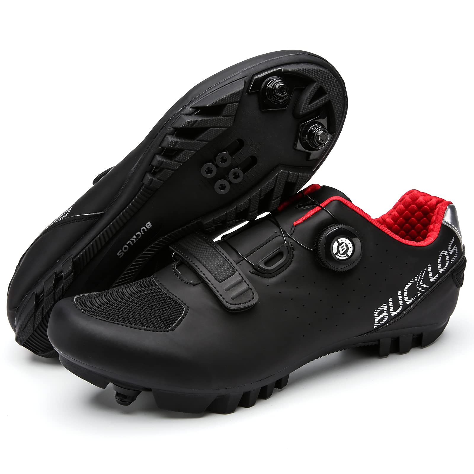 BUCKLOS Mountain Bike Shoes for Men & Women - MTB Cycling Shoes, Indoor Spin Shoes, Outdoor Bicycle Shoes | SPD Compatible 2 Bolt System, Unlocked Style | Perfect for Trail Riding, Gym Spinning & Commuting