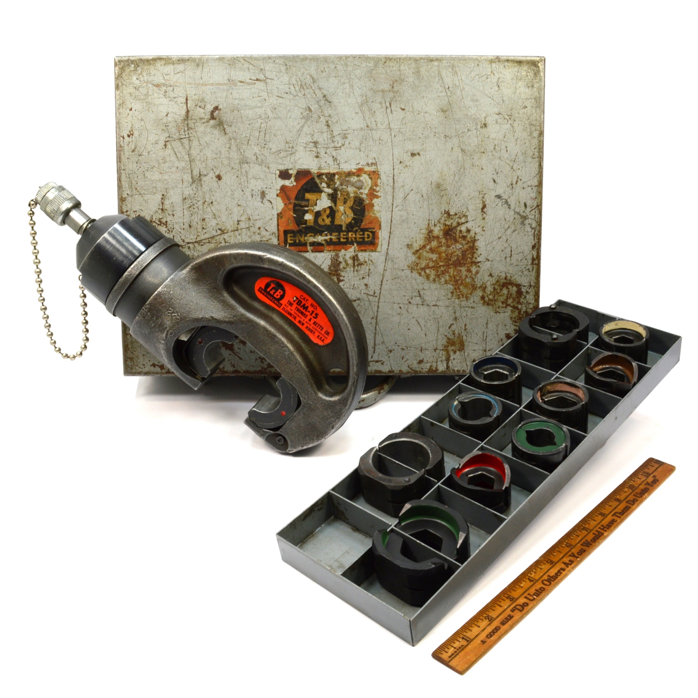 T&B Thomas & Betts TBM 15 15-Ton Hydraulic Crimper Set with 11 Dies - Professional Electrical Tool for Cable Termination & Wire Connectors - Perfect for Industrial, Commercial & DIY Electrical Projects
