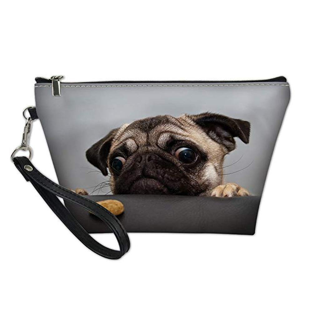AMZBeauty Cute Pug Makeup Bag - PU Leather Waterproof Toiletry Pouch for Travel | Zippered Cosmetic Organizer | Perfect Gift for Women & Girls | Great for Travel, Gym & Daily Makeup Storage