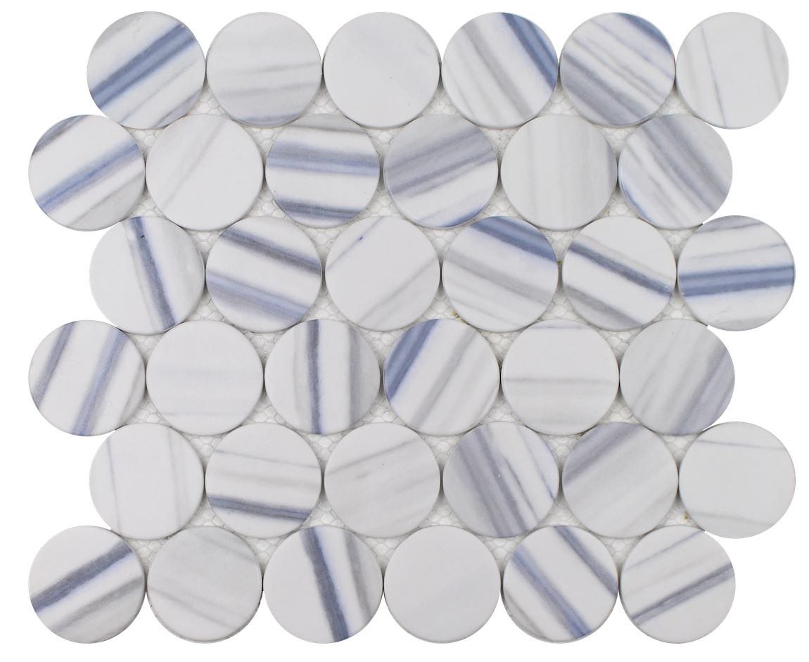 2 Inch Blue Zebra Hexagon Recycled Glass Tile - Eco-Friendly Mosaic for Kitchen Backsplash, Bathroom Walls & DIY Home Decor