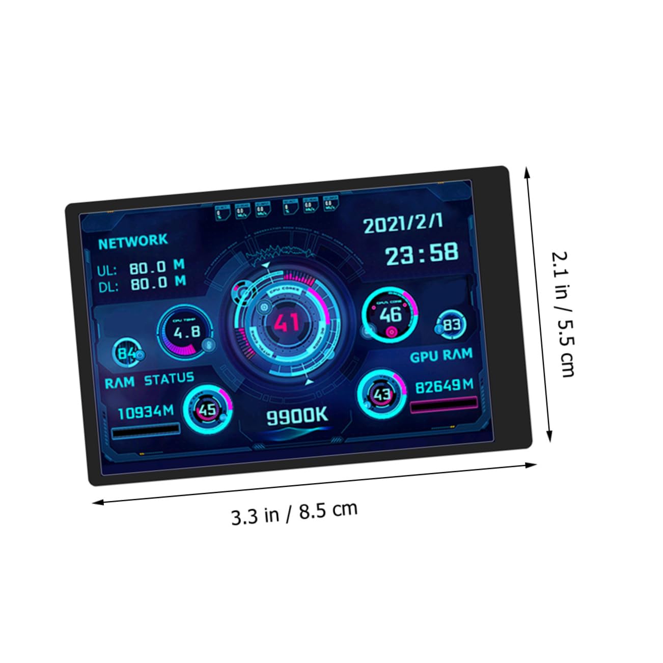WATIIFUFU Secondary Computer LCD Screen Display - Mini PC Monitor with Copper Frame for CPU Case, Mini ITX & Small Form Factor PCs - Perfect for Gaming Rigs, Home Office & Compact Workstations