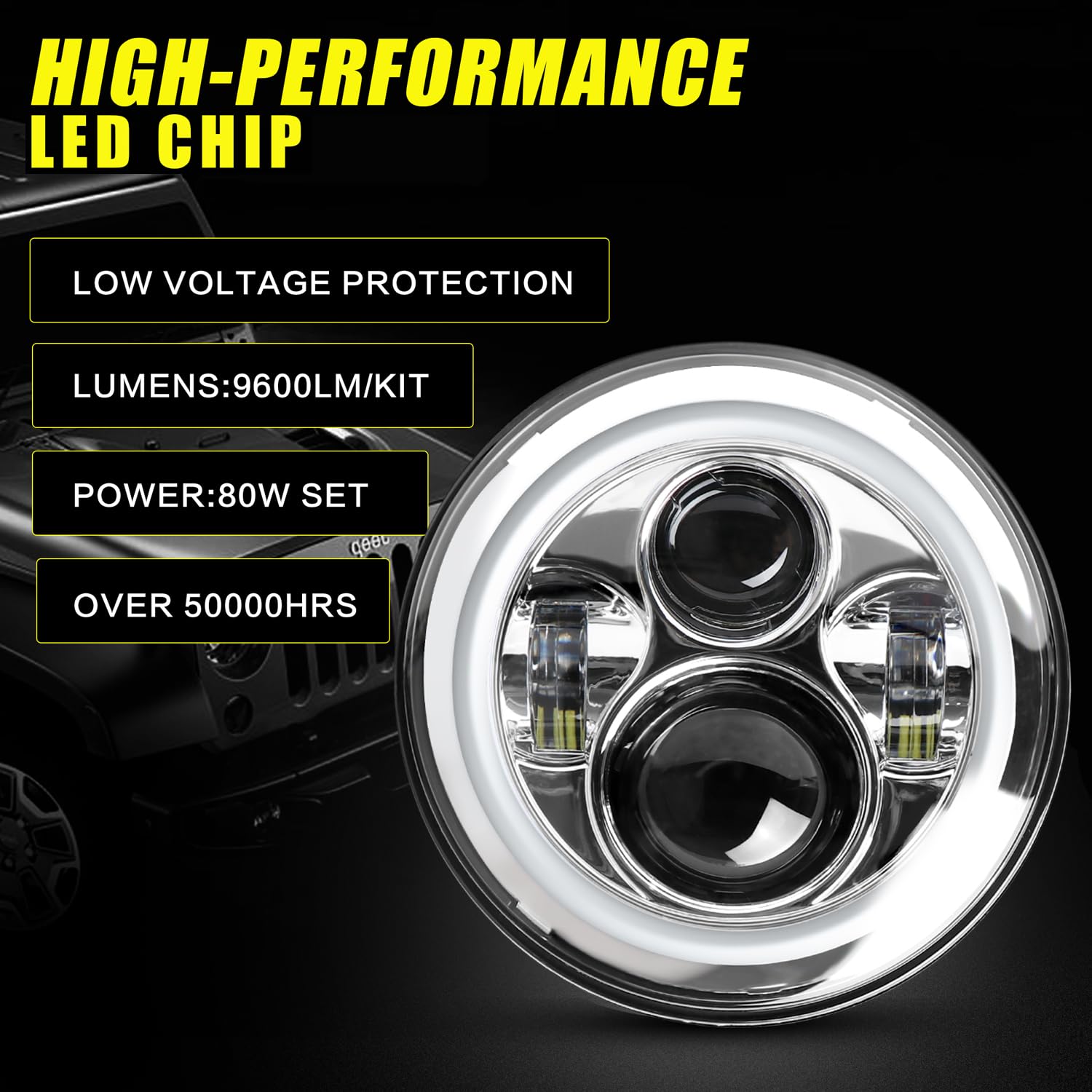 YEEGO DIRECT 7 inch Motorcycle LED Headlight & 4.5 inch Fog Lights - DOT Approved, Compatible with Harley Davidson Road King, Ultra Classic, Electra Glide, Street Glide, Trike, CVO, Heritage Softail, Slim, Deluxe, Fatboy (Silver) - High Visibility for Night Riding & Foggy Conditions