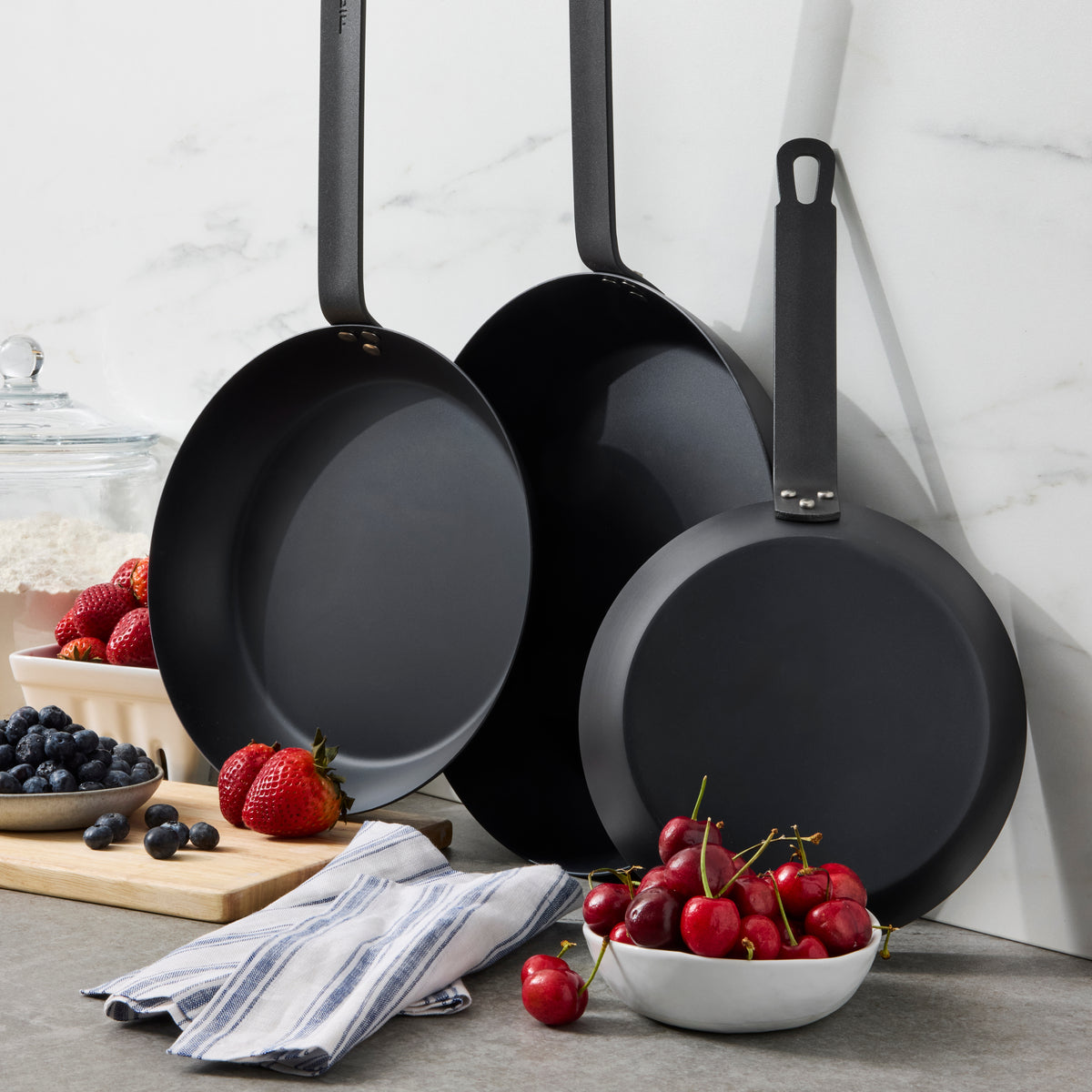 Bobby Flay by GreenPan 8, 10 & 12-Inch Carbon Steel Fry Pan Set - Nonstick, Durable Cookware for Professional Chefs & Home Cooking