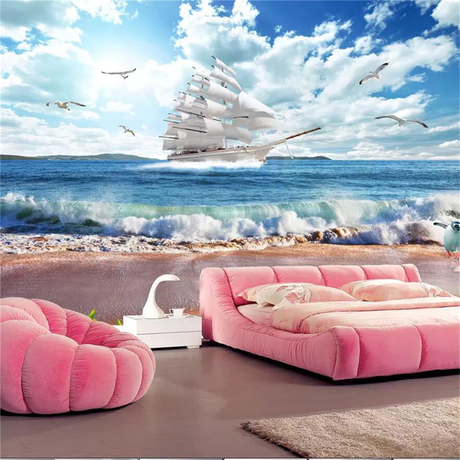 Custom HD Seascape Wall Mural - Large 118x82.7 Inch Waterproof Wallpaper | Durable Non-Fading Wall Sticker for Living Room, Dining Room & Study | Perfect for Coastal Decor & Home Office Background