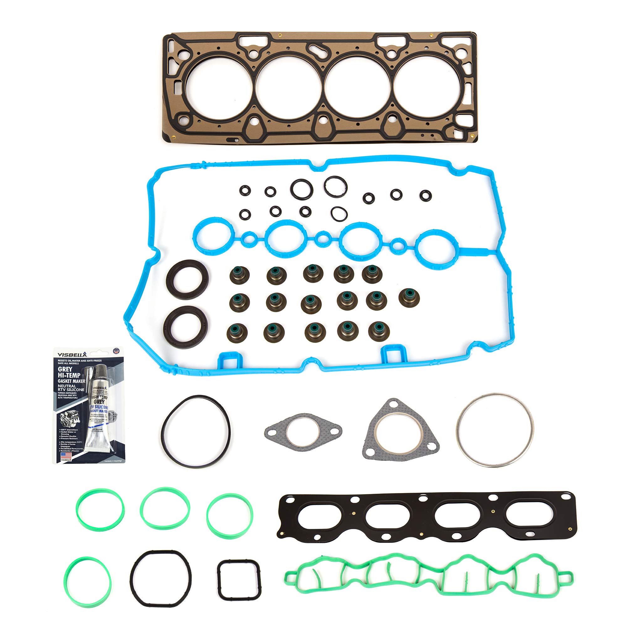Full Gasket Set Intake & Exhaust Valves Compatible with 2009-2011 Chevrolet Aveo Pontiac G3 1.6L Engine - Perfect for Engine Repair & Maintenance