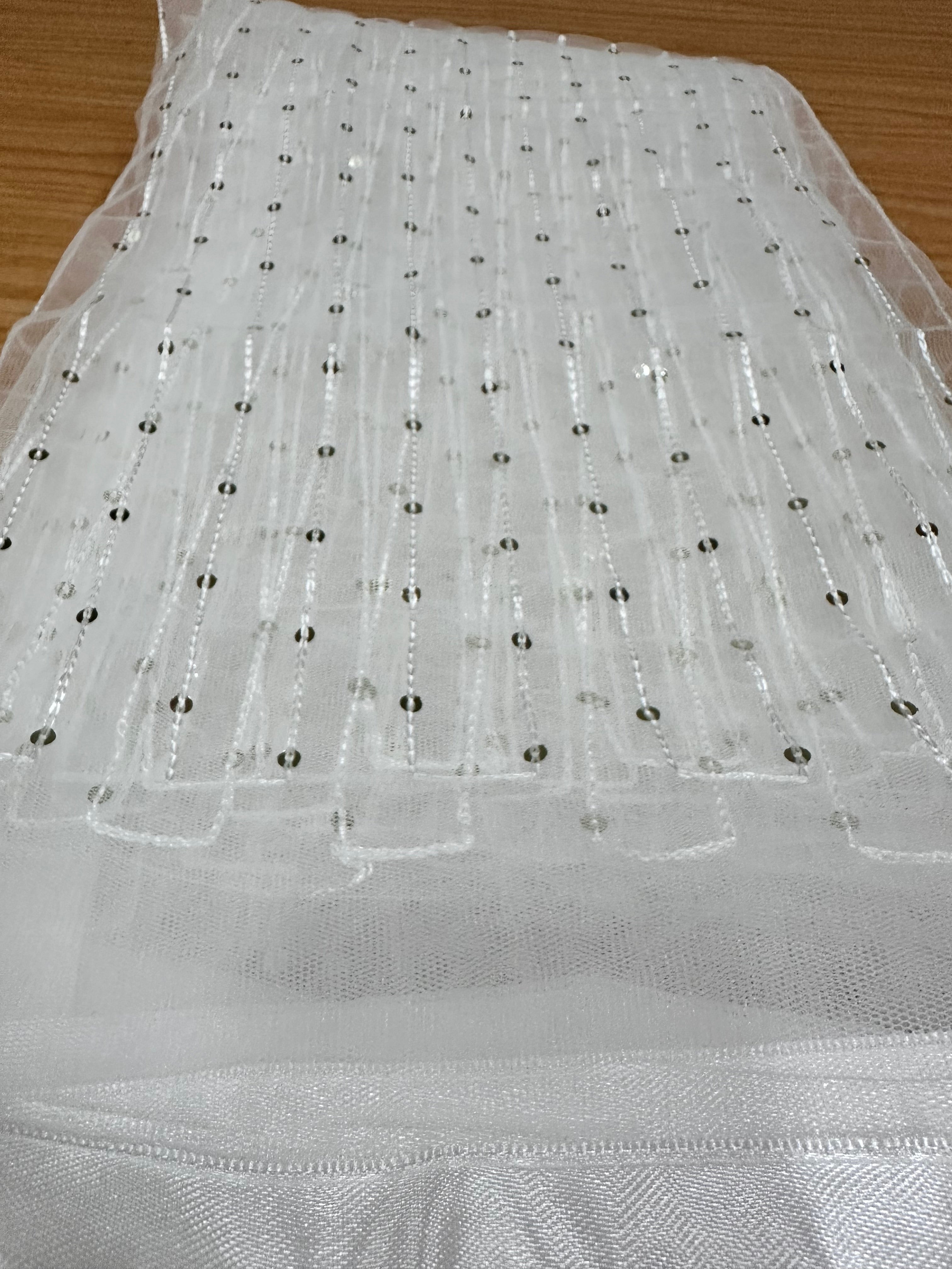 Elegant White Net Dupatta with Gold Sequins - Perfect for Weddings, Parties & Festive Occasions