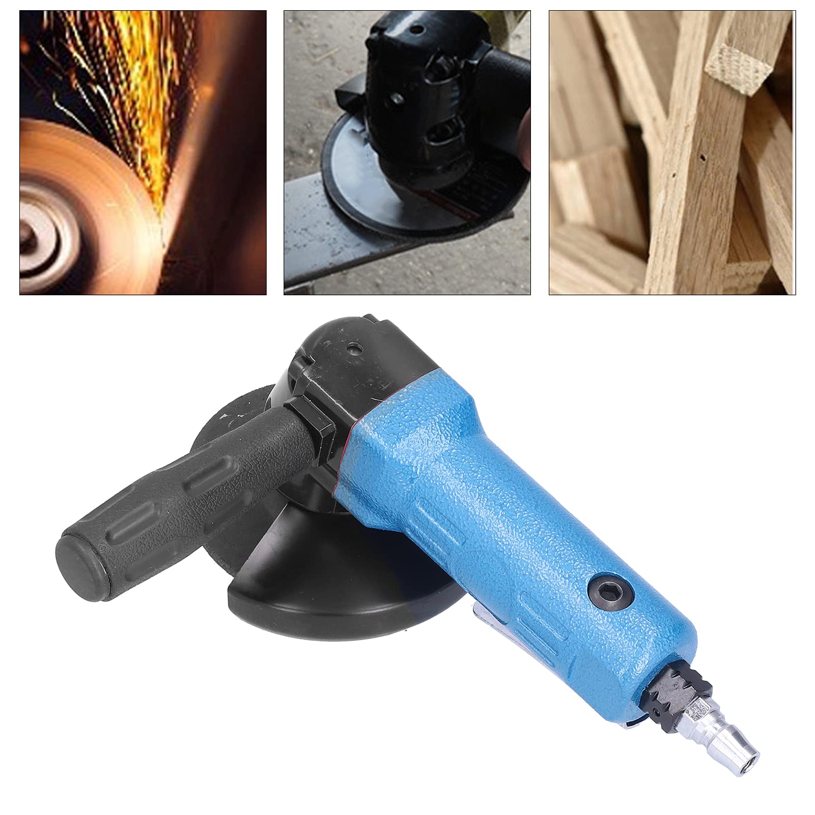 4in Air Angle Grinder - 11000 RPM Pneumatic Cutting Tool with Low Vibration, Hardened Gears & Precision Bearings for Metal Polishing, Burr Removal & Grinding - Perfect for Automotive Repair, Metal Fabrication & DIY Projects (Blue)