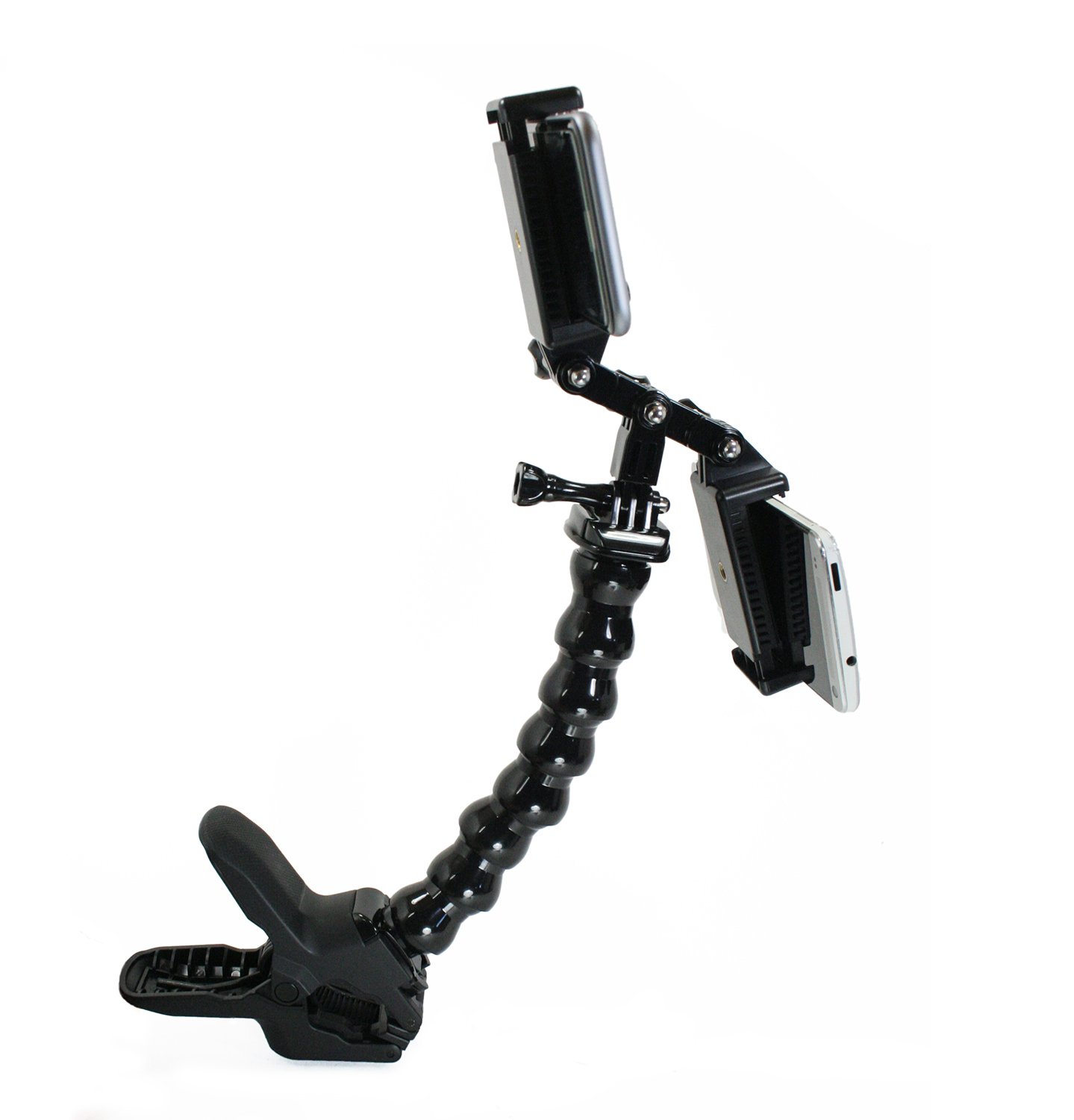 Livestream Gear® - Dual Device Jaws Clamp for Streaming & Video Recording - Compatible with 2 Phones, Sports Cameras & Canon DSLRs - Adjustable Angles - Perfect for Live Streaming, Vlogging & Multi-Angle Video Shoots