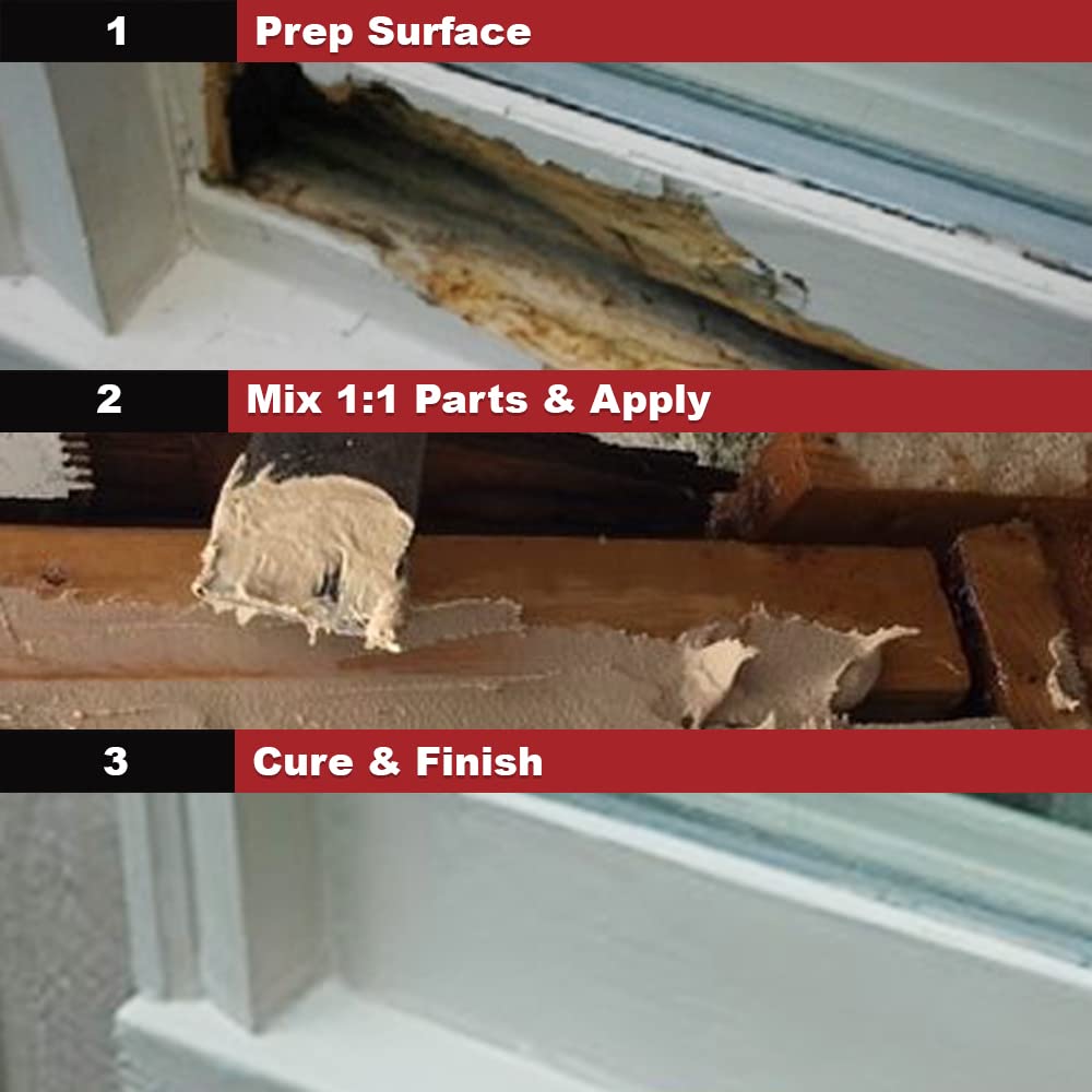 PC-Products Wood Repair Epoxy Paste & Wood Hardener Kit - PC-Woody 24oz & PC-Petrifier 32oz for Furniture Restoration, Deck Repair & DIY Wood Projects