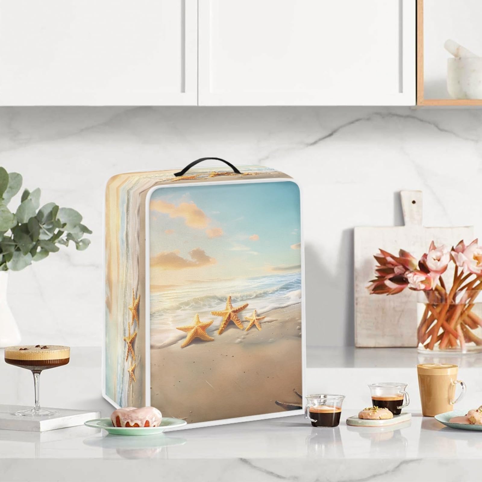 Hawaiian Starfish Beach Coffee Machine Cover - Dust & Stain Protective Cover for Coffee Maker, Stand Mixer, Juice Maker - Foldable Kitchen Appliance Cover for Easy Care - Perfect for Home, Office & Cafe Use