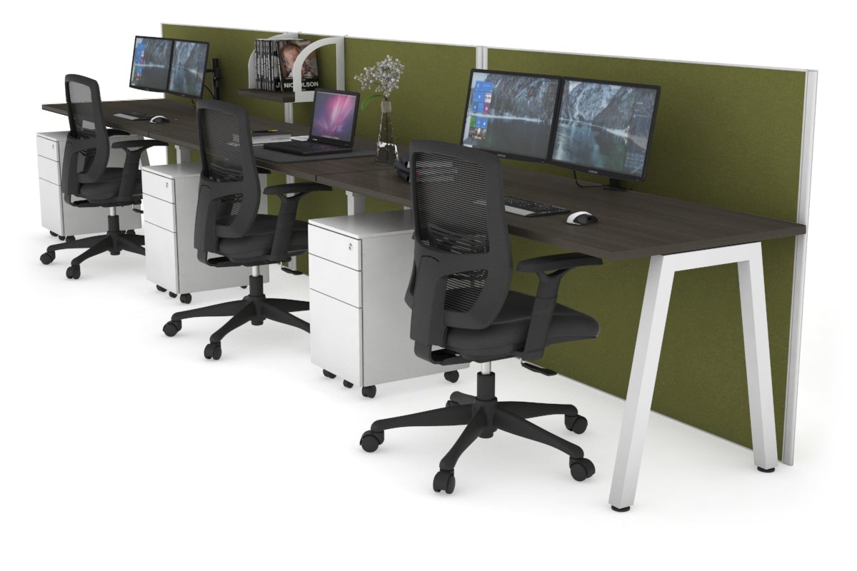 Horizon Quadro 3-Person Office Workstation - 1800L x 700W Large Desk for Collaborative Workspaces, Team Meetings & Office Productivity