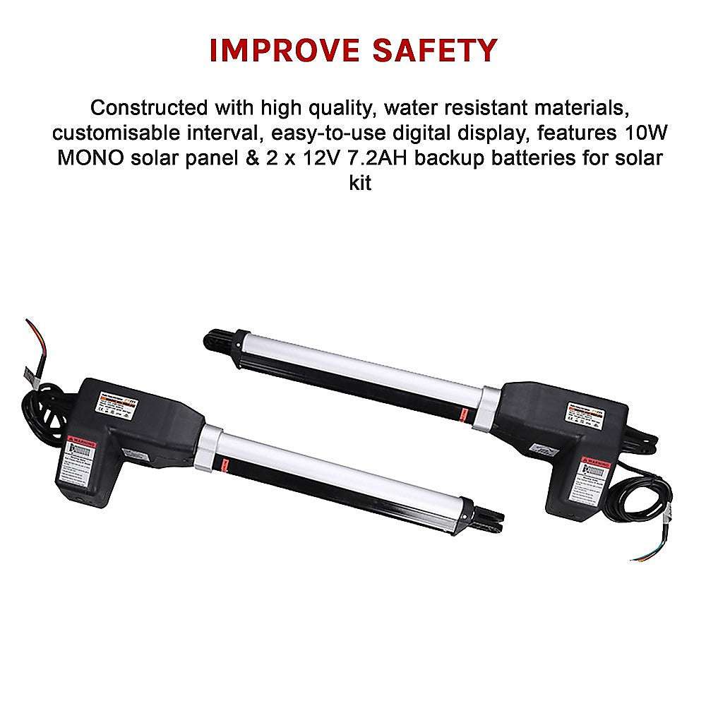 1000KG 20W Solar-Powered Double Swing Automatic Gate Opener with Remote Control - Perfect for Driveway, Farm, and Estate Security