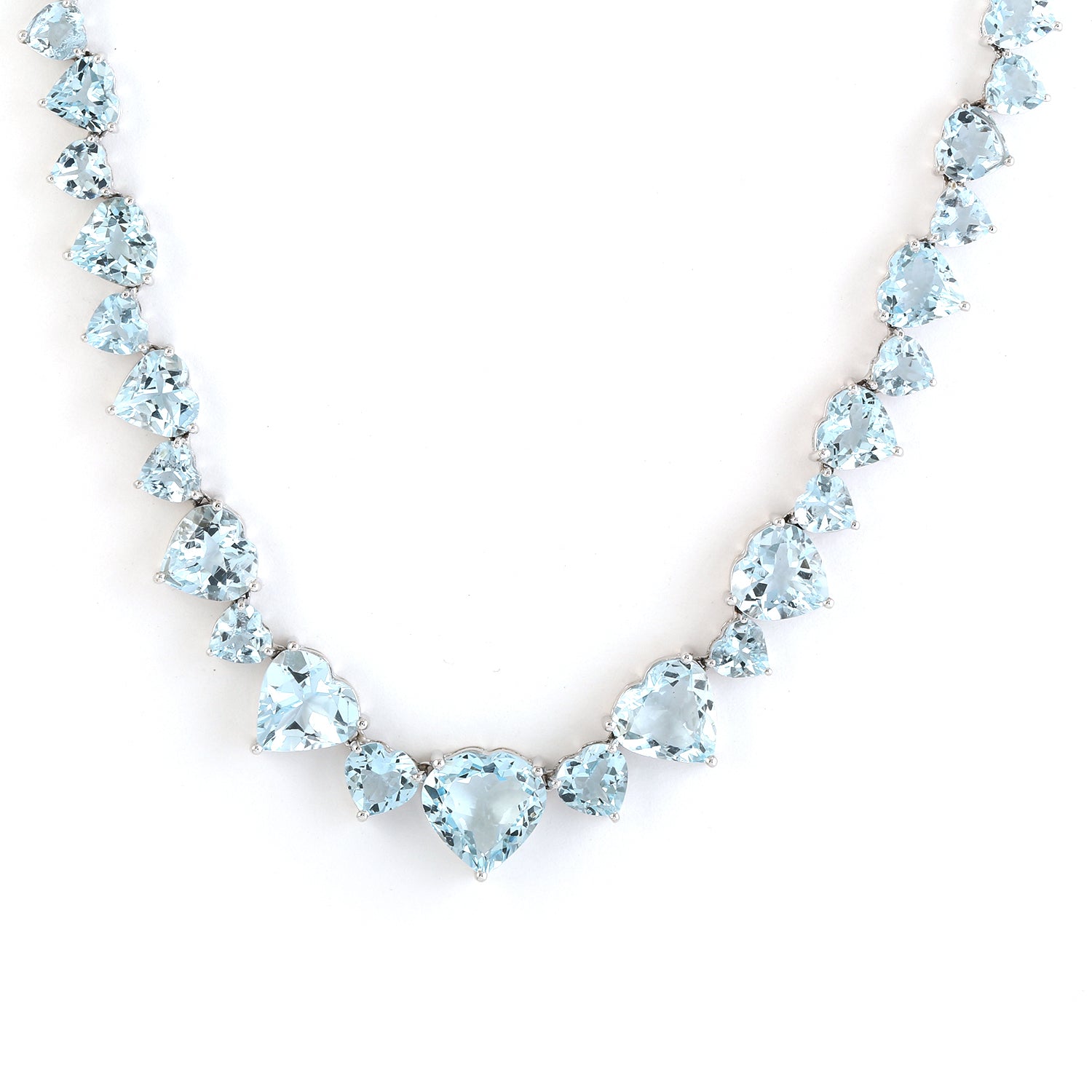 18K White Gold Heart Shaped Aquamarine March Birthstone Necklace for Women - Elegant Gift for Anniversary, Valentine's Day & Special Occasions