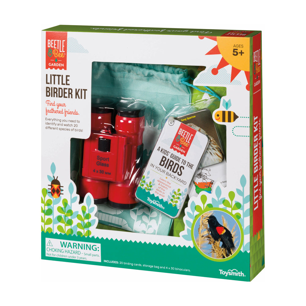 Beetle & Bee Garden 4x30 Little Birder Binoculars Kit for Kids - Compact & Lightweight Bird Watching Equipment - Perfect for Backyard Exploration, Nature Hikes & Outdoor Adventures