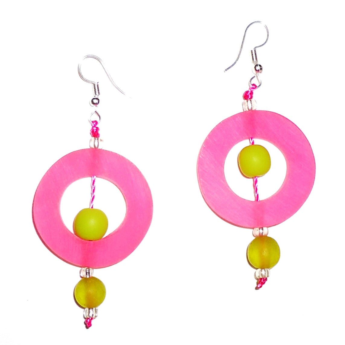 Pink Circle Resin Earrings for Women - Stylish Boho Dangle Jewelry for Party, Wedding & Everyday Wear