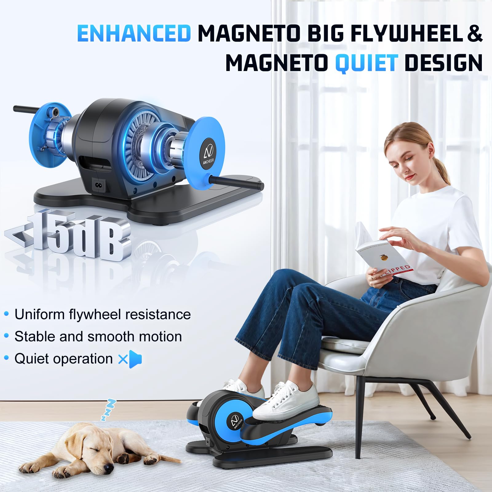 ANCHEER Under Desk Elliptical Machine - Motorized Leg Exerciser for Seniors & Office Workers, 12-Speed Adjustable Seated Elliptical Trainer - Perfect for Home Office, Physical Therapy & Sedentary Lifestyle