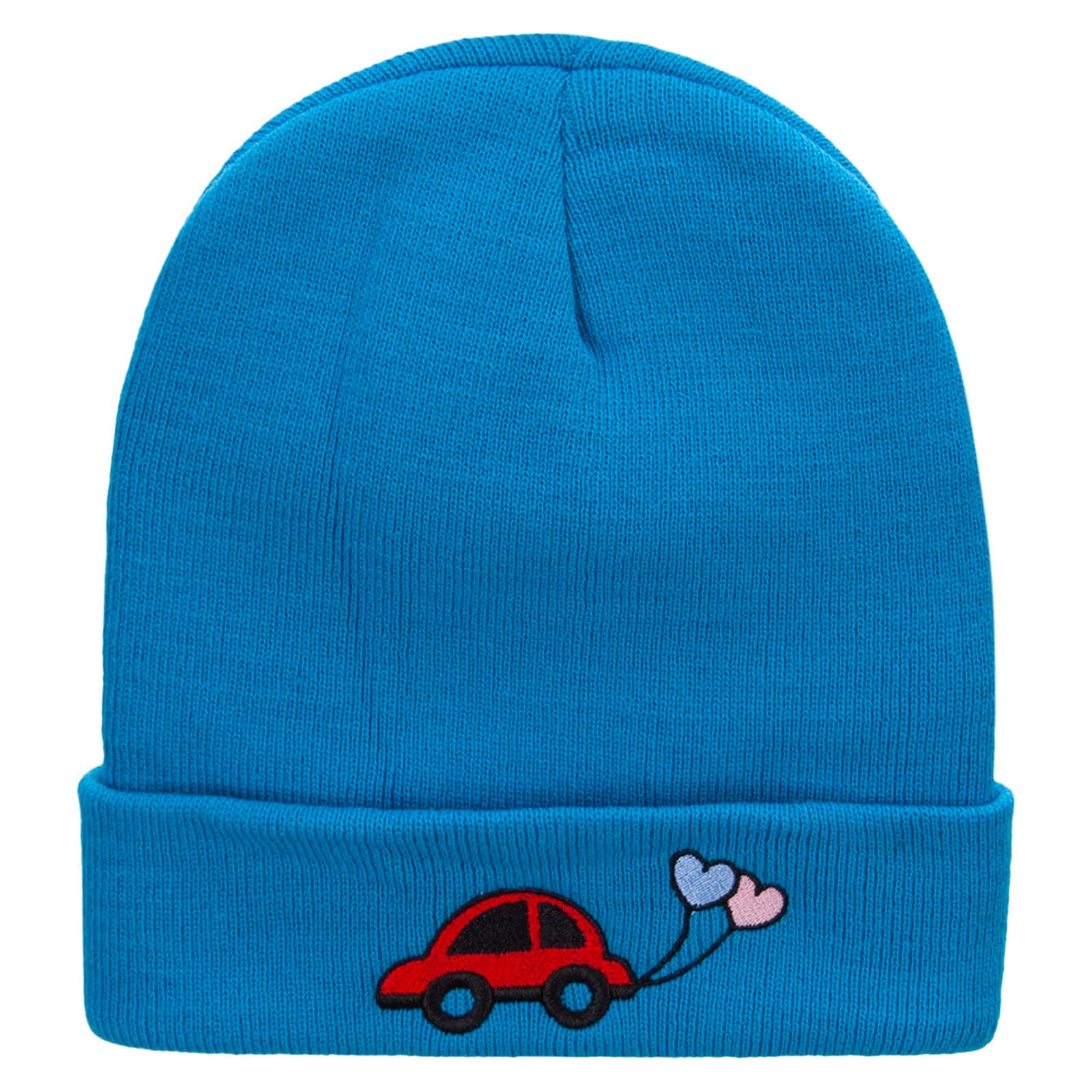 E4Hats.com 12 Inch Long Knitted Beanie - Embroidered Car & Wedding Balloons Design - Perfect for Winter, Outdoor Activities & Themed Parties