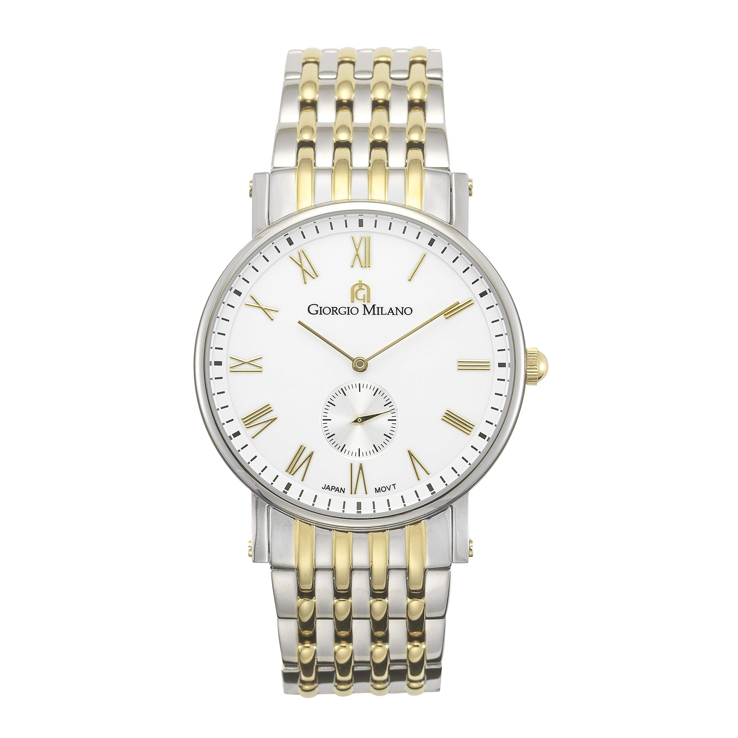 Giorgio Milano Men's Stainless Steel Watch 'ESPERTO' - Round Case with Roman Numerals, Index & Sub Dial - Durable Stainless Steel Bracelet | Perfect for Business, Formal Events & Everyday Wear