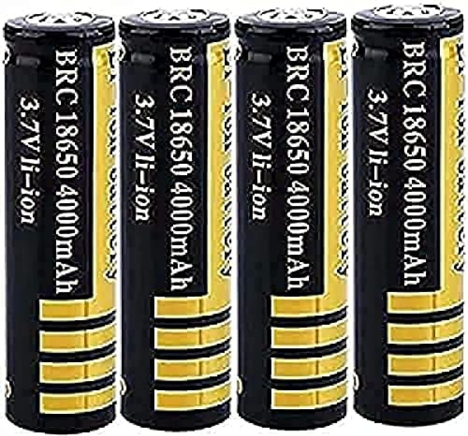 3.7V 4000mAh Button Top Rechargeable Lithium Ion Battery - High Capacity for LED Lights, Flashlights, and Main Lamps (4-Pack) - Perfect for Emergency Kits, Camping Gear, and Home Lighting Solutions