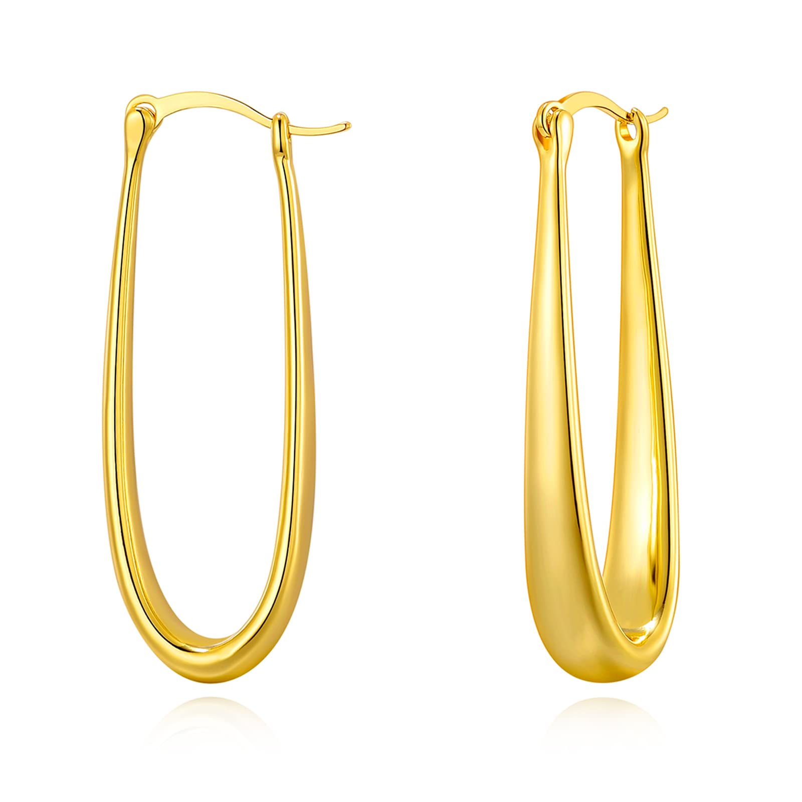 18K Gold Plated Sterling Silver Thick Hoop Earrings for Women - Chunky Geometric Square Hoop Earrings Jewelry Set, Perfect Gift for Birthday, Anniversary & Everyday Wear