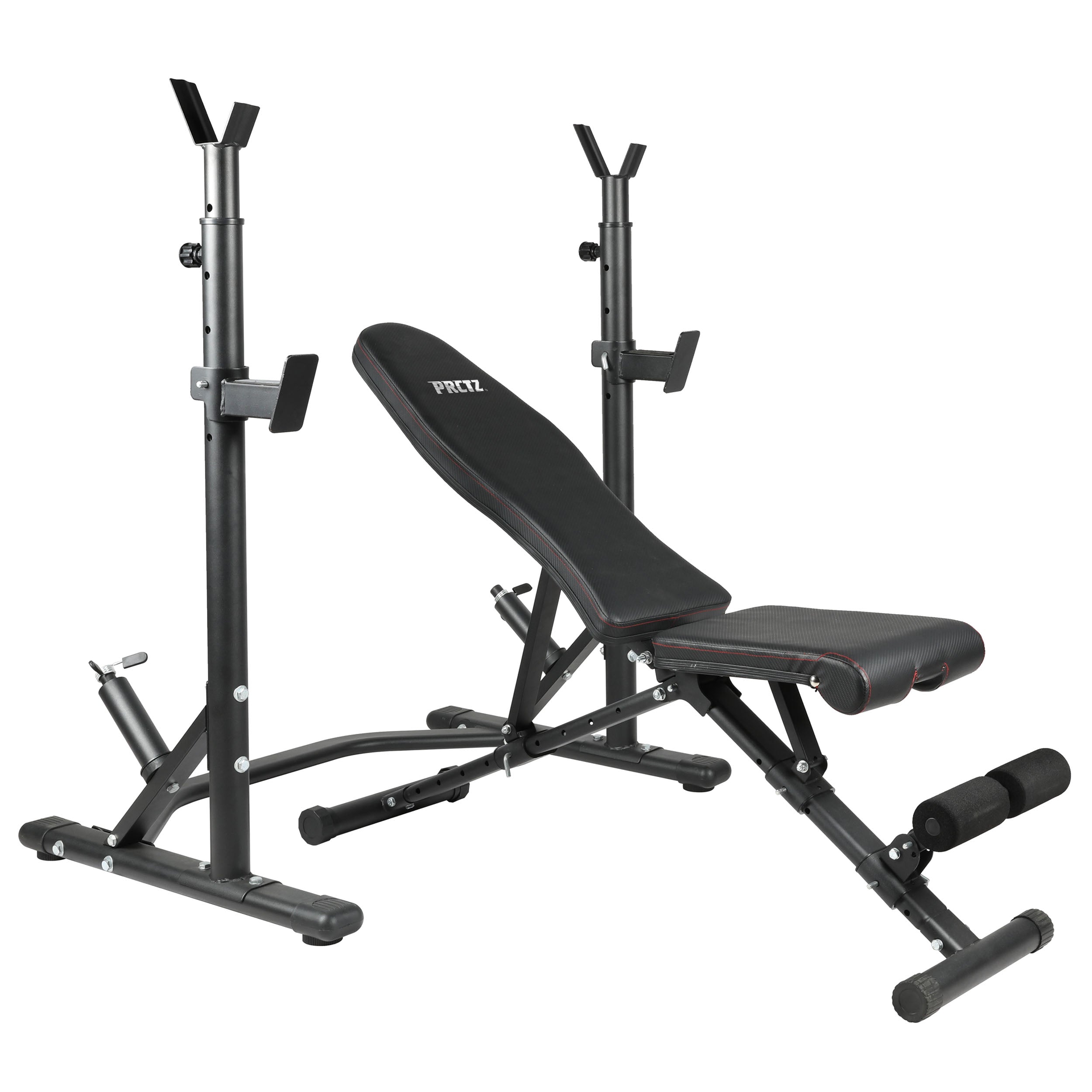 PRCTZ Olympic Weight Bench with Squat Rack - Foldable Adjustable FID Bench & Weight Storage - Perfect for Home Gym Strength Training & CrossFit Workouts