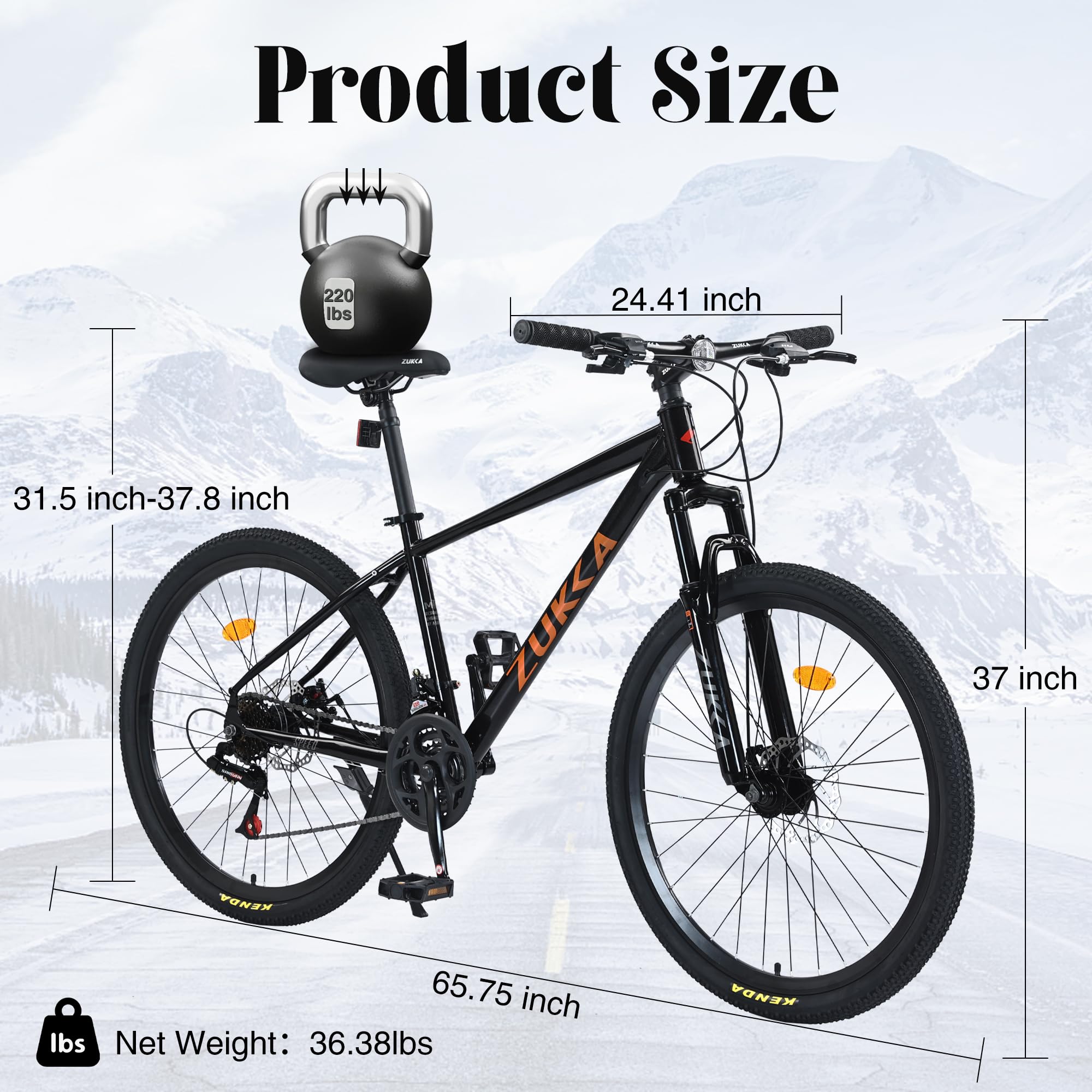 26 Inch Mountain Bike for Adults - 24 Speed Suspension Bicycle with Lightweight Aluminum Frame & Dual Disc Brakes - Hybrid Road & Trail Bike for Men & Women - Perfect for Commuting, Off-Road Adventures & City Riding (Multiple Colors Available)