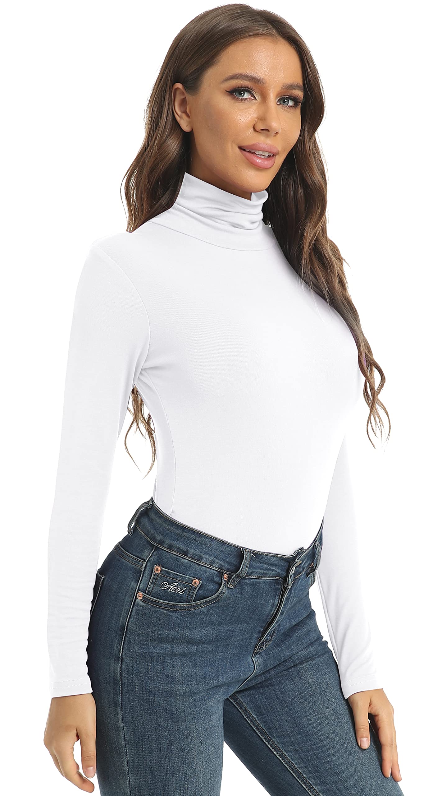 Women's Slim Fit Long Sleeve Turtleneck Top - Lightweight Casual Base Layer Shirt for Fall & Winter | Perfect for Layering, Office Wear & Everyday Outfits