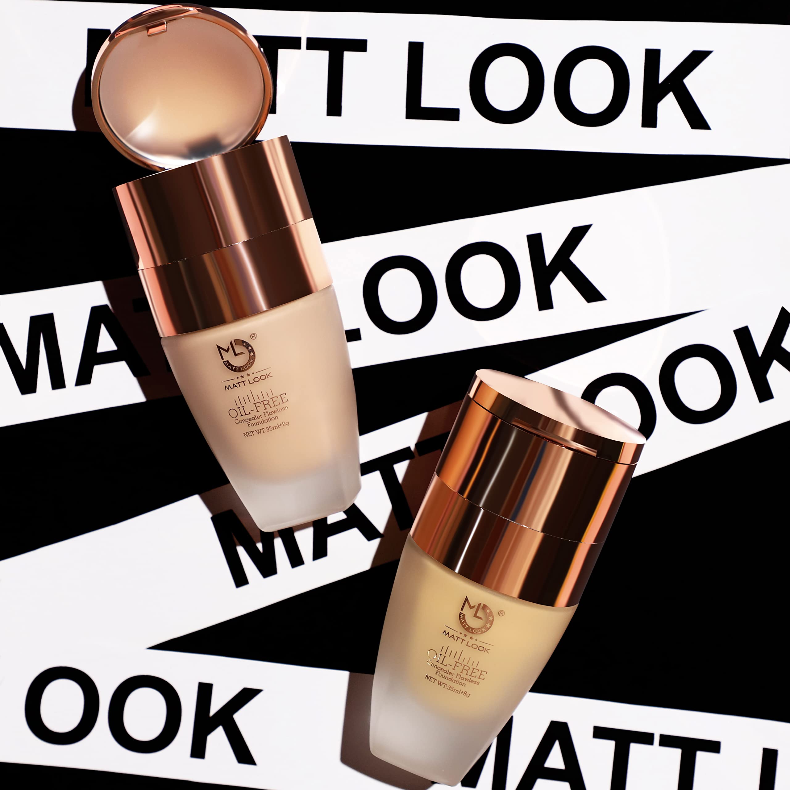 MATT LOOK Oil Free Concealer & Foundation - Ivory (35ml + 8g) | Flawless Coverage for Acne, Dark Circles | Perfect for Daily Makeup & Photoshoots