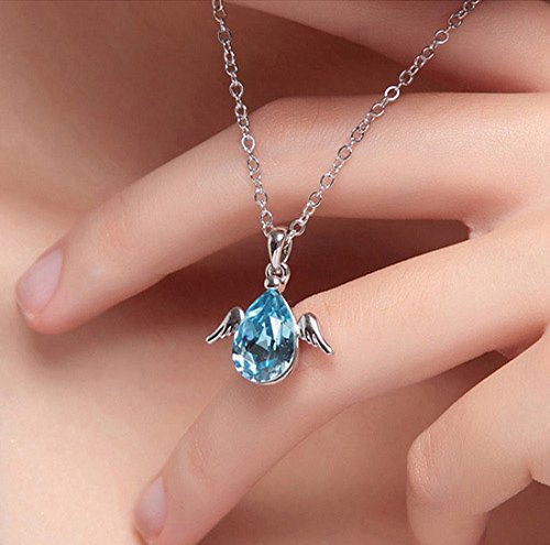 Angel Wings Egg Crystal Charm Pendant Necklace - Elegant Silver Jewelry for Women, Gift for Girlfriend, Birthday, Christmas | Perfect for Parties, Weddings, Date Nights