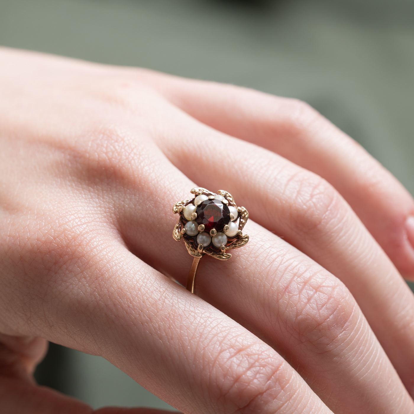 Garnet & Simulated Pearl Ring - 0.90ct Gemstone, 2.50mm Size, Sterling Silver Jewelry for Women - Perfect for Valentine's Day Gifts, Anniversary Presents & Special Occasions