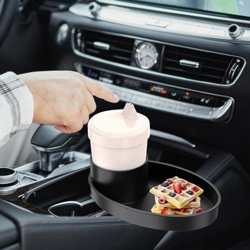 Walquicks 360° Rotatable Car Seat Tray for Kids - Portable Snack & Cup Holder for Travel