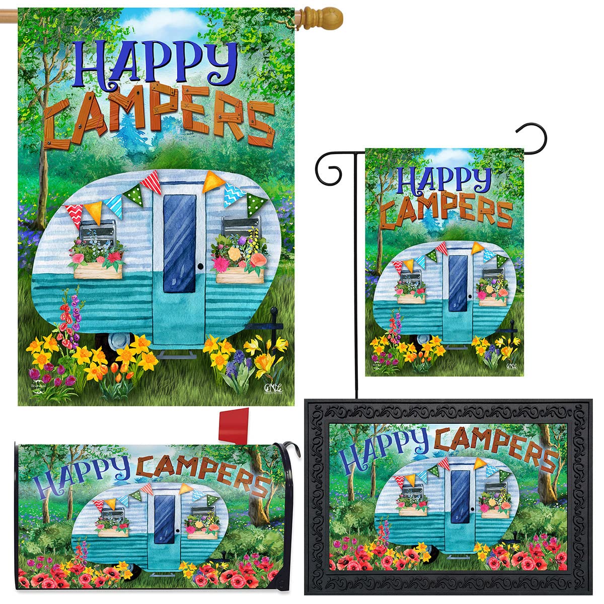 Briarwood Lane Spring Home Decor Bundle - Garden Flags, House Flags, Mailbox Covers & Doormats for Seasonal Outdoor Decor | Perfect for Front Porch, Yard & Mailbox Decoration