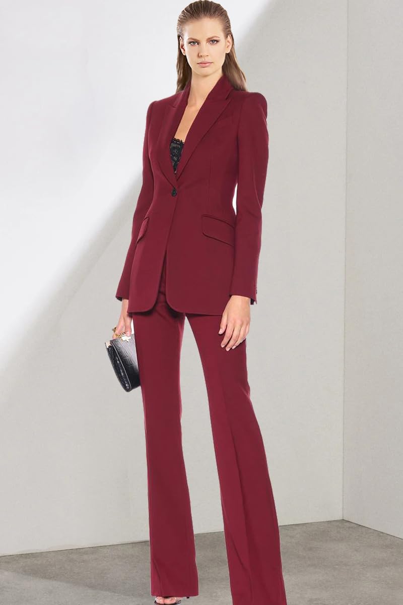 Women's Professional Peak Lapel One Button Suit Set - Interview Blazer & Pants for Business, Office, and Formal Events | Perfect for Job Interviews, Corporate Meetings, and Special Occasions