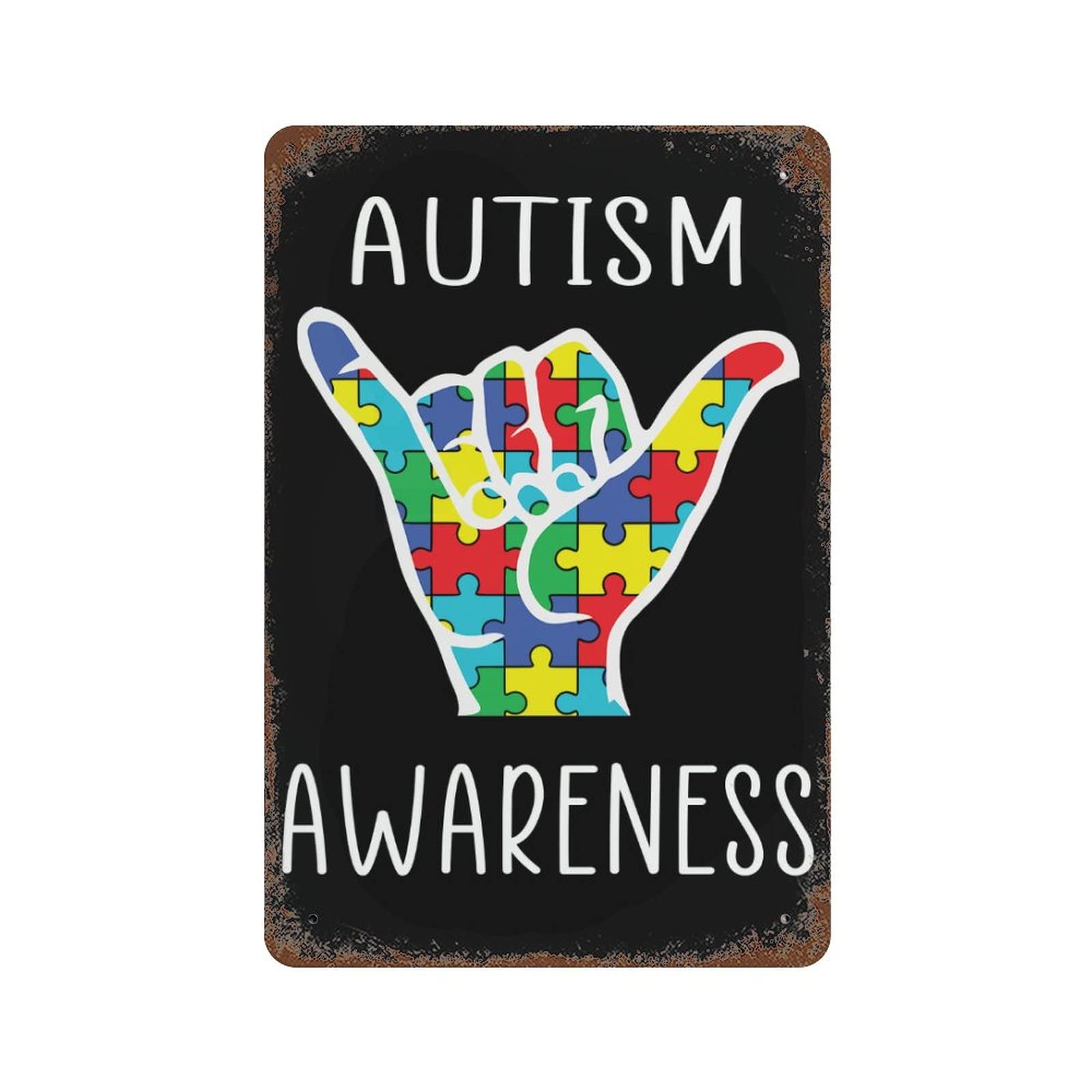 Autism Awareness Aluminum Wall Sign - 8x12 Inch Vintage Home Decor for Bedroom, Coffee Shop & Bar - Perfect for Autistic Child Support & Awareness