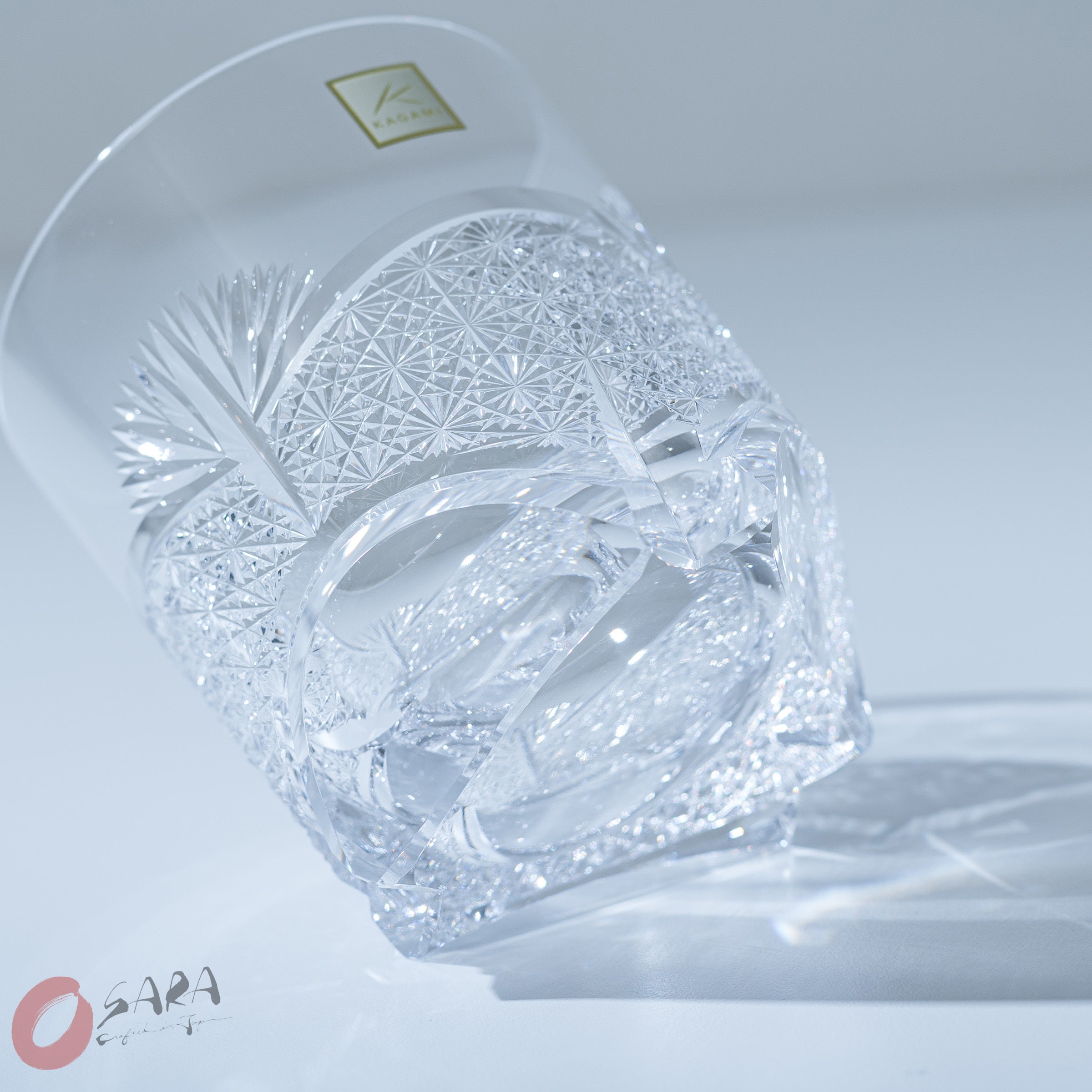 Premium KAGAMI Crystal Japanese Handmade Whiskey Glass Set - 370ml Elegant Tumbler for Bourbon, Scotch & Cocktails - Perfect for Home Bar, Gifts & Special Occasions