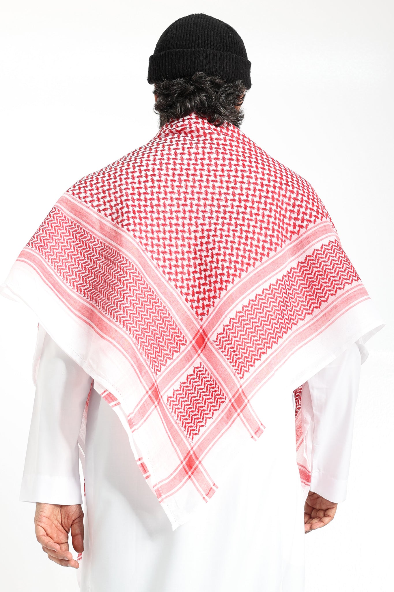 Authentic Arab Red White Shemagh Scarf - Traditional Middle Eastern Head Wrap for Men & Women - Perfect for Outdoor, Hiking, and Cultural Events