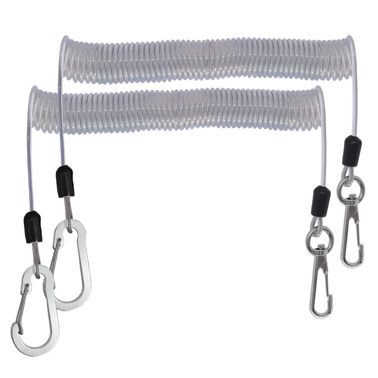 **Heavy Duty Coiled Fishing Lanyard with Stainless Steel Wire – Retractable Safety Tether for Fishing Rods, Pliers, Boating & Kayak Paddles – Secure Gear for Anglers & Water Sports**    *(Use Case: Ideal for fishing, kayaking, boating, and outdoor water activities to keep tools and gear secure and within reach.)*