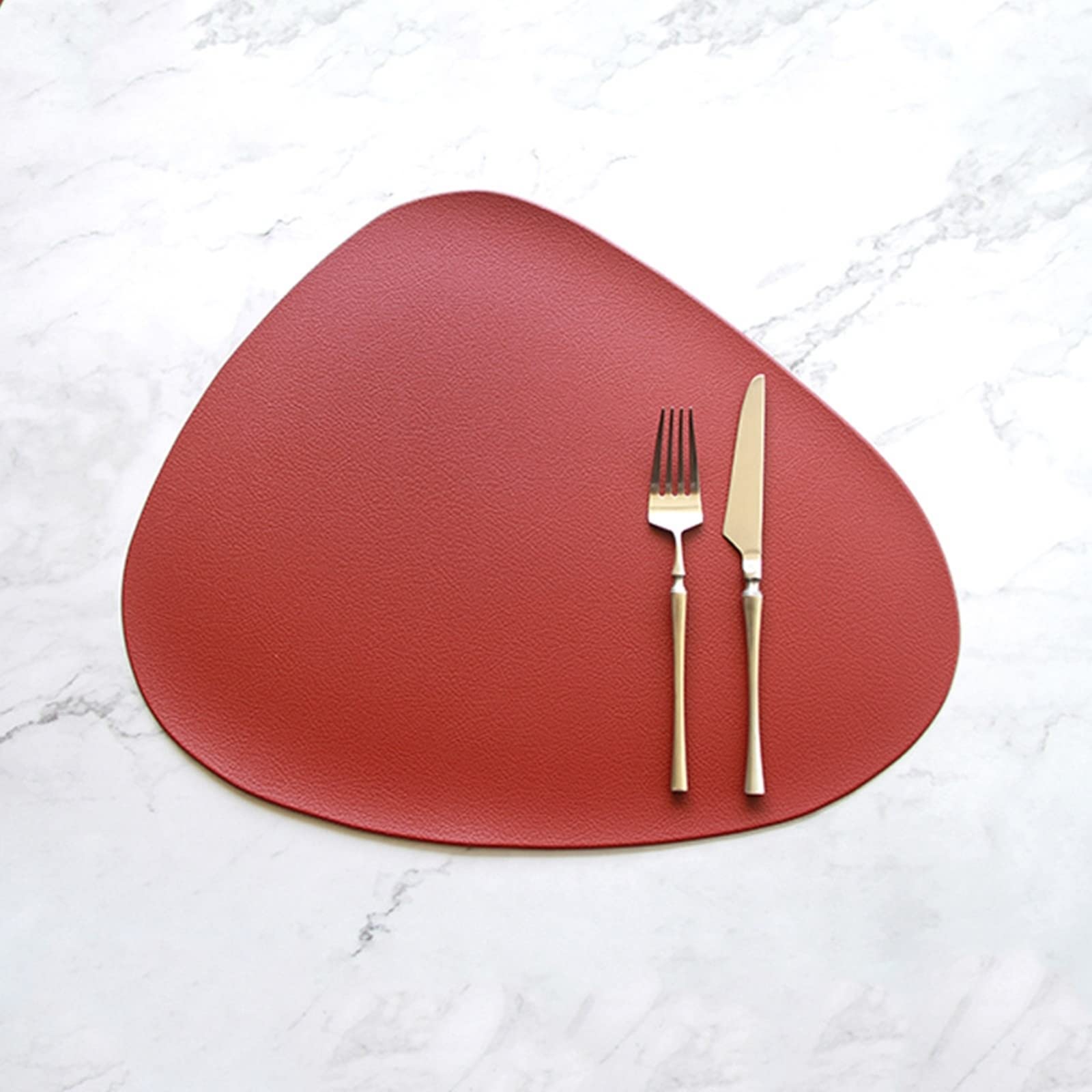 Premium Red Leather Placemats Set of 2 - Triangle Waterdrop Design (45.5x36.5cm) for Dining Table Decor, Kitchen Mats, and Party Table Settings