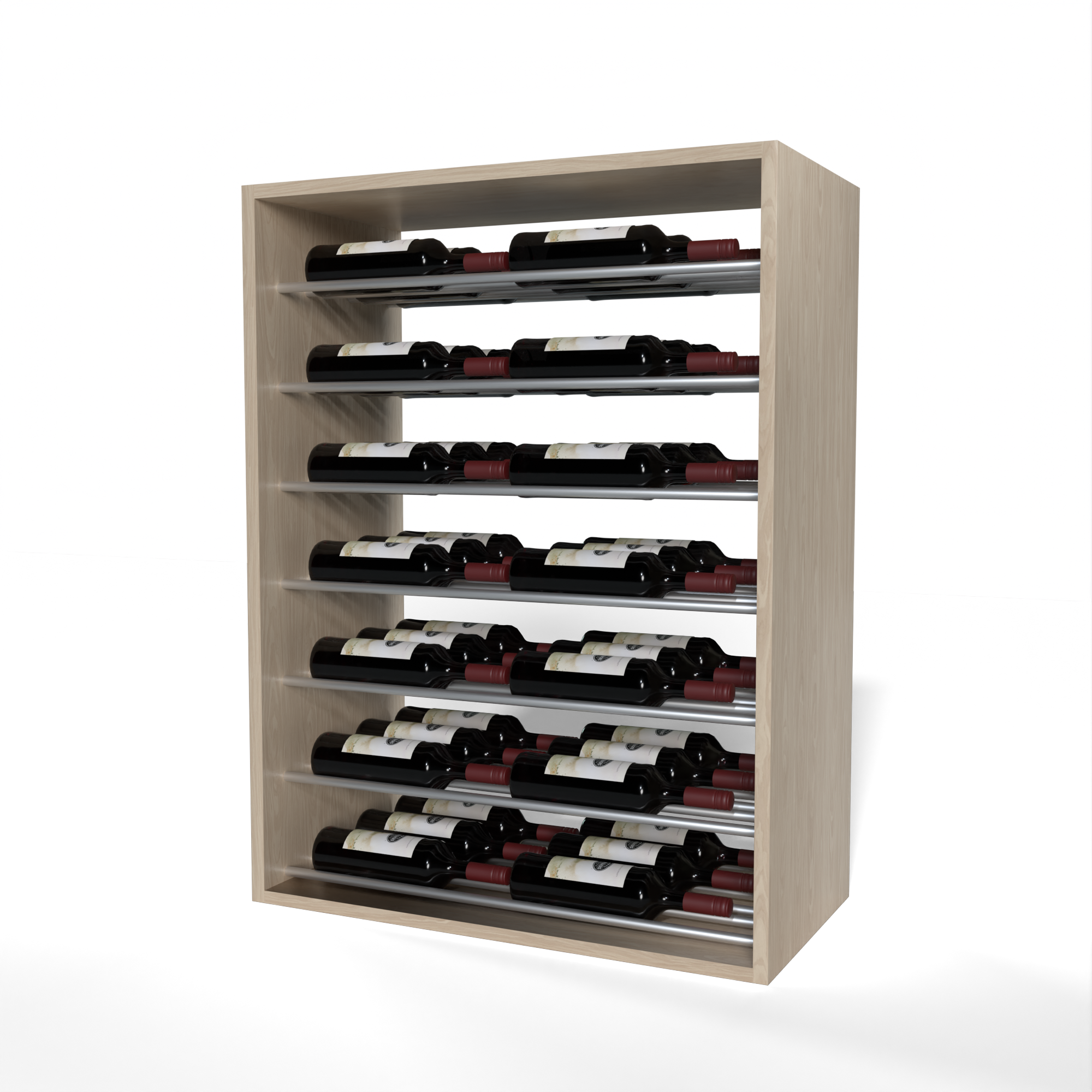 GrandCellar™ 6-Column Full Depth Horizontal Wine Rack with 36 Silver Metal Rods - Perfect for Wine Cellar, Kitchen, or Dining Room Display