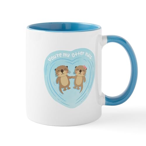 White/Blue Inside - You Are My Otter Half Love Pun Humor Mugs
