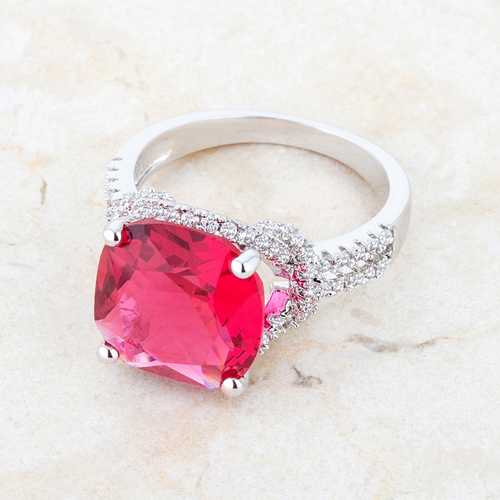 Charlene 6.2ct Ruby CZ Rhodium Classic Statement Ring for Women - Elegant Jewelry Gift for Birthday, Anniversary & Special Occasions