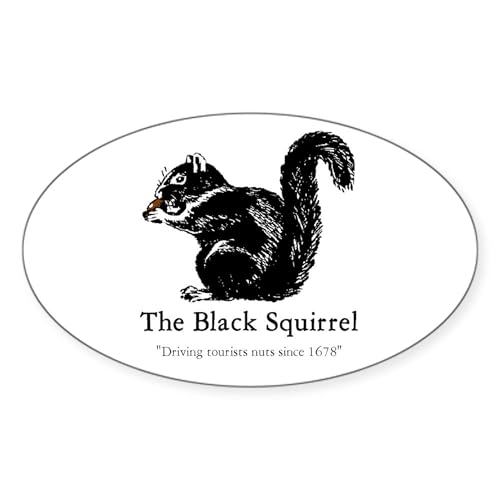White - the Black Squirrel Oval Sticker