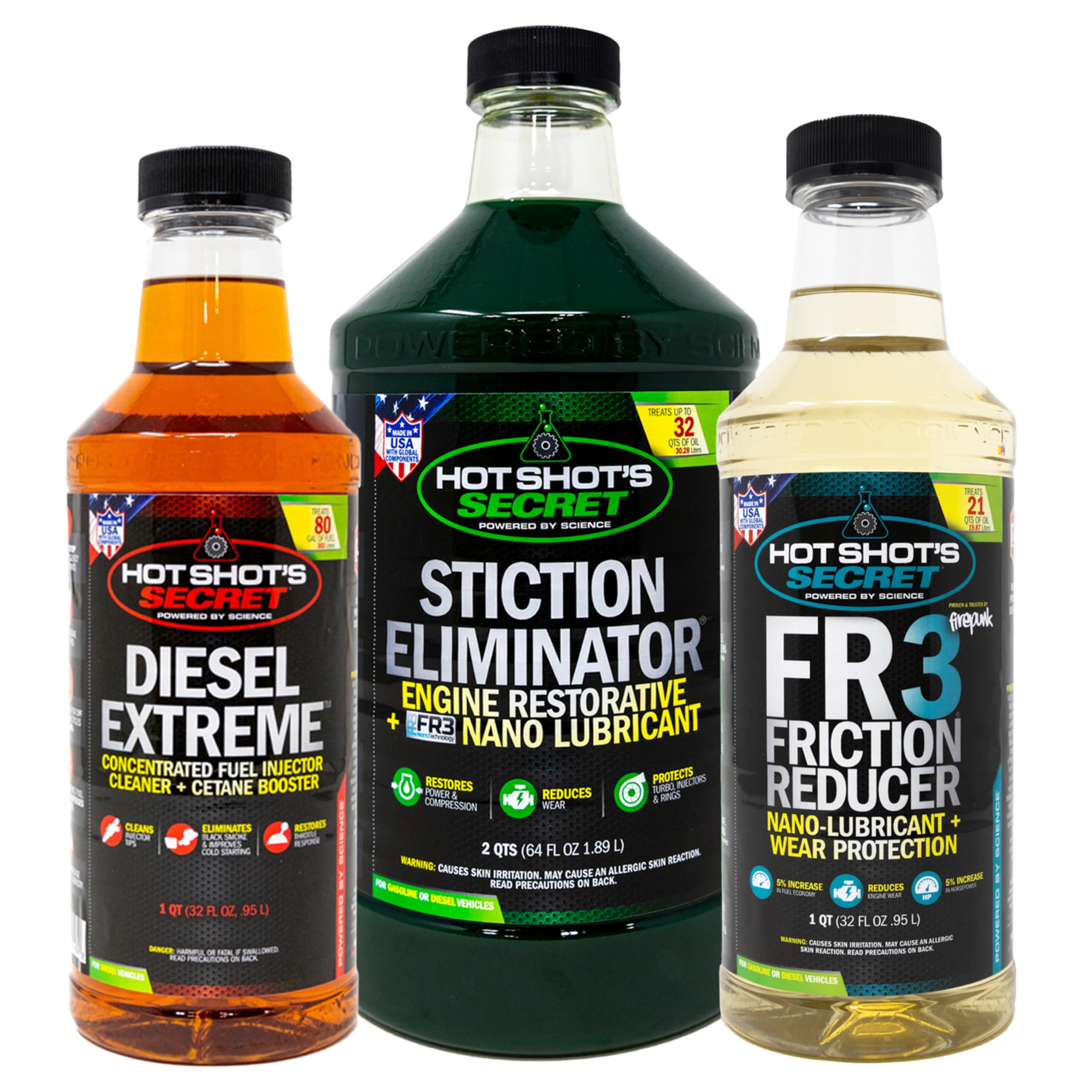 Hot Shot's Secret Trio Diesel Oil & Fuel Additive - 1 Gallon (128 oz) | Improves Engine Performance, Cleans Injectors & Boosts MPG | Ideal for Trucks, Heavy Equipment & Marine Diesel Engines