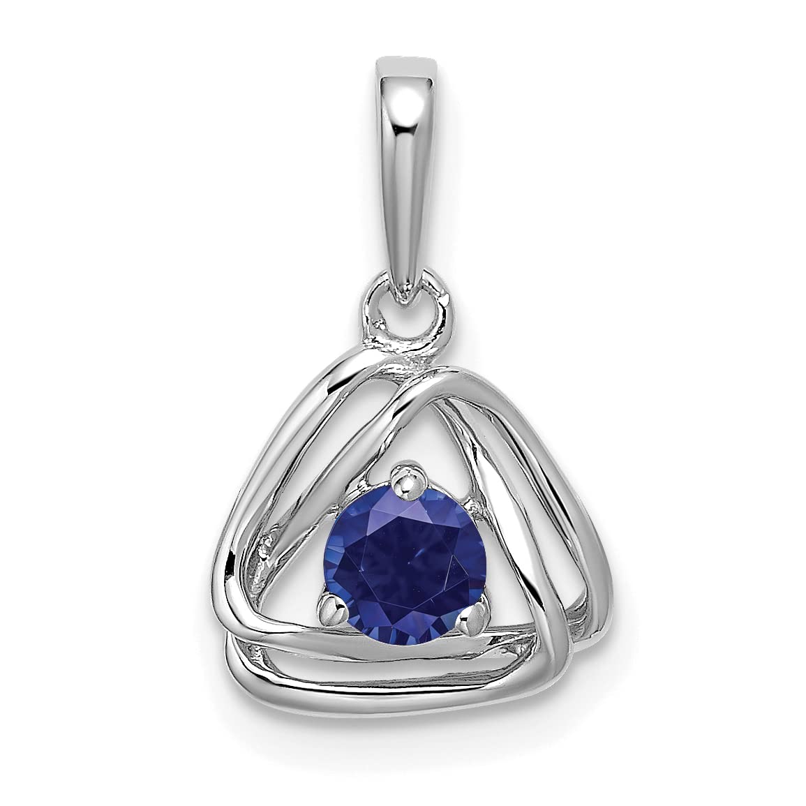 14K White Gold Triangle Sapphire Pendant Necklace - 17.55mm Elegant Jewelry for Women, Perfect for Weddings, Anniversaries & Special Occasions