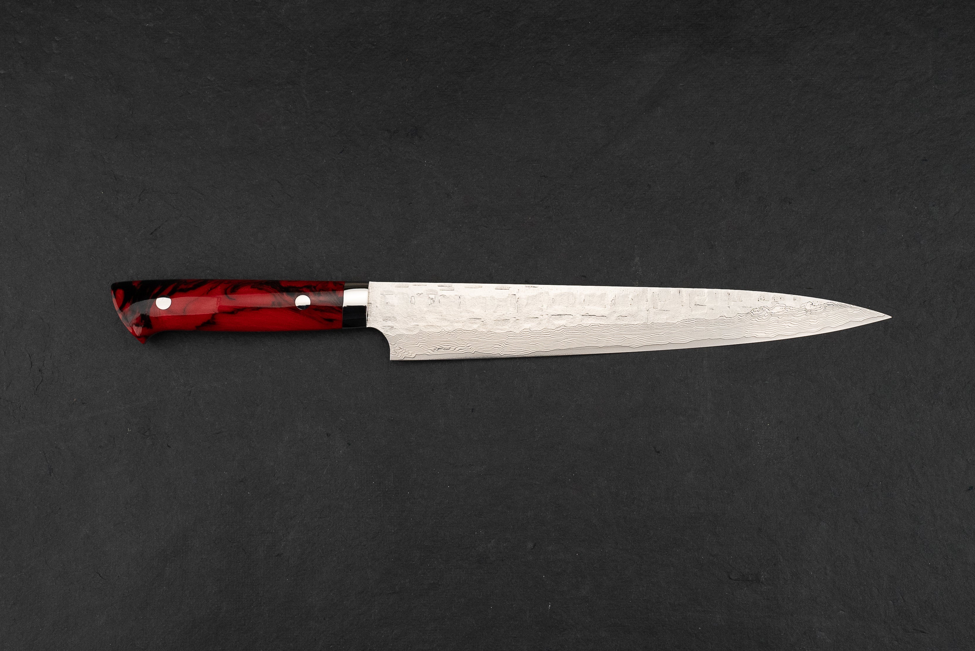 Premium Takeshi Saji VG10 Stainless Steel Cross Tsuchime Damascus Sujihiki Knife 240mm - Japanese Chef Knife for Slicing Meat, Sushi & Delicate Ingredients