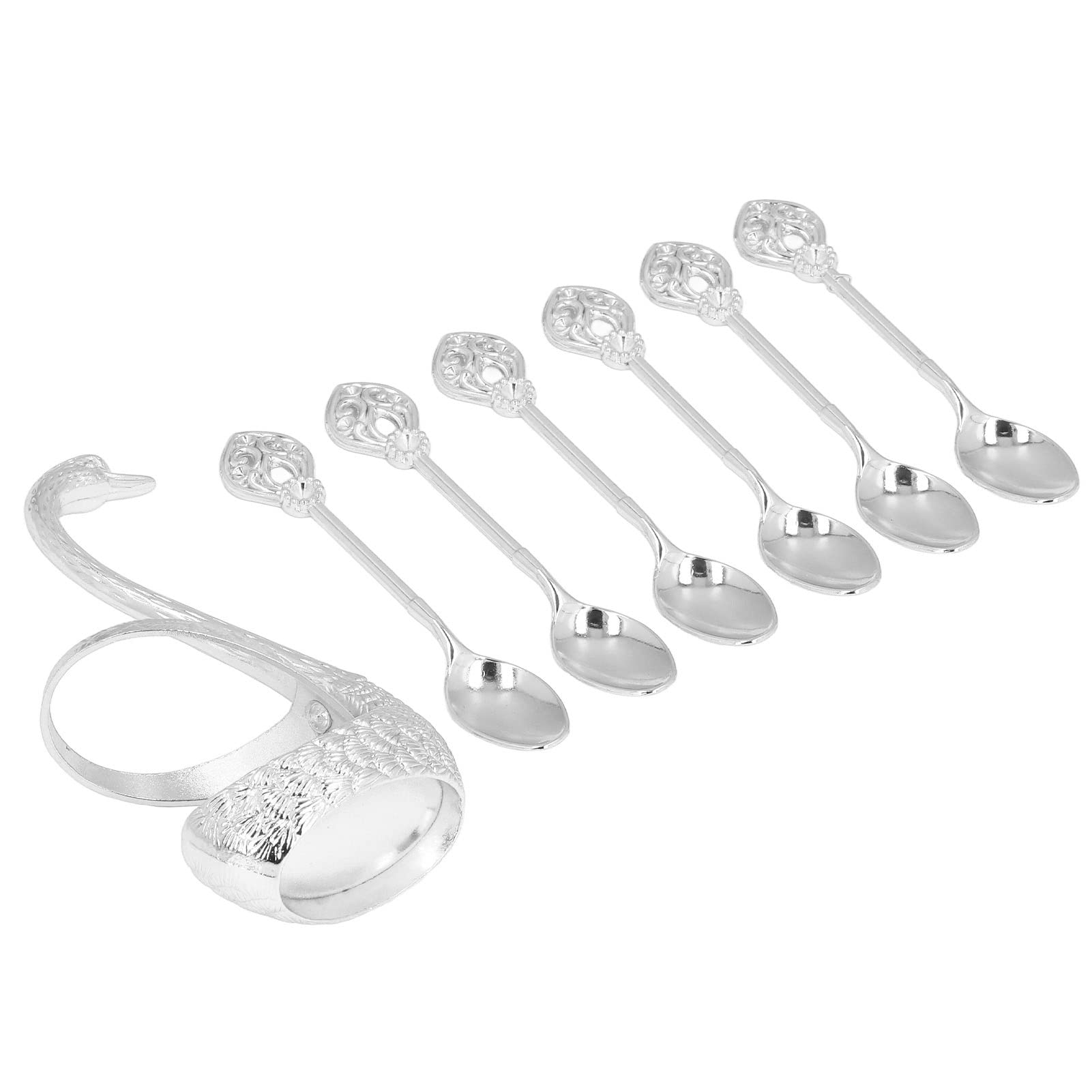 Premium Zinc Alloy Coffee Spoon Set with Elegant Swan Base - Barista Tools for Coffee Stirring, Tea, Desserts & Ice Cream | Perfect for Coffee Shops, Bakeries & Home Entertaining