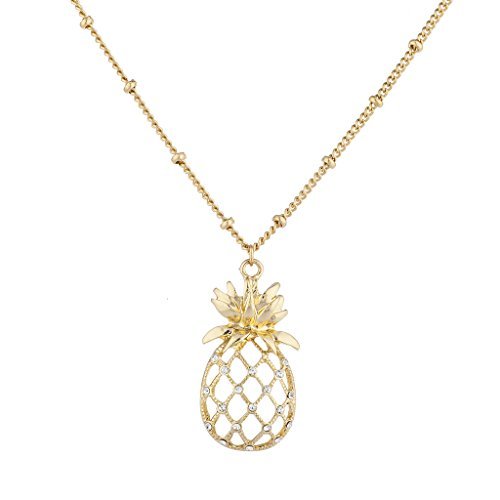 LUX ACCESSORIES Cutout Tropical Fruit Pineapple Pendant Necklace for Women - Fashion Summer Jewelry Gift for Beach Vacation & Boho Outfit