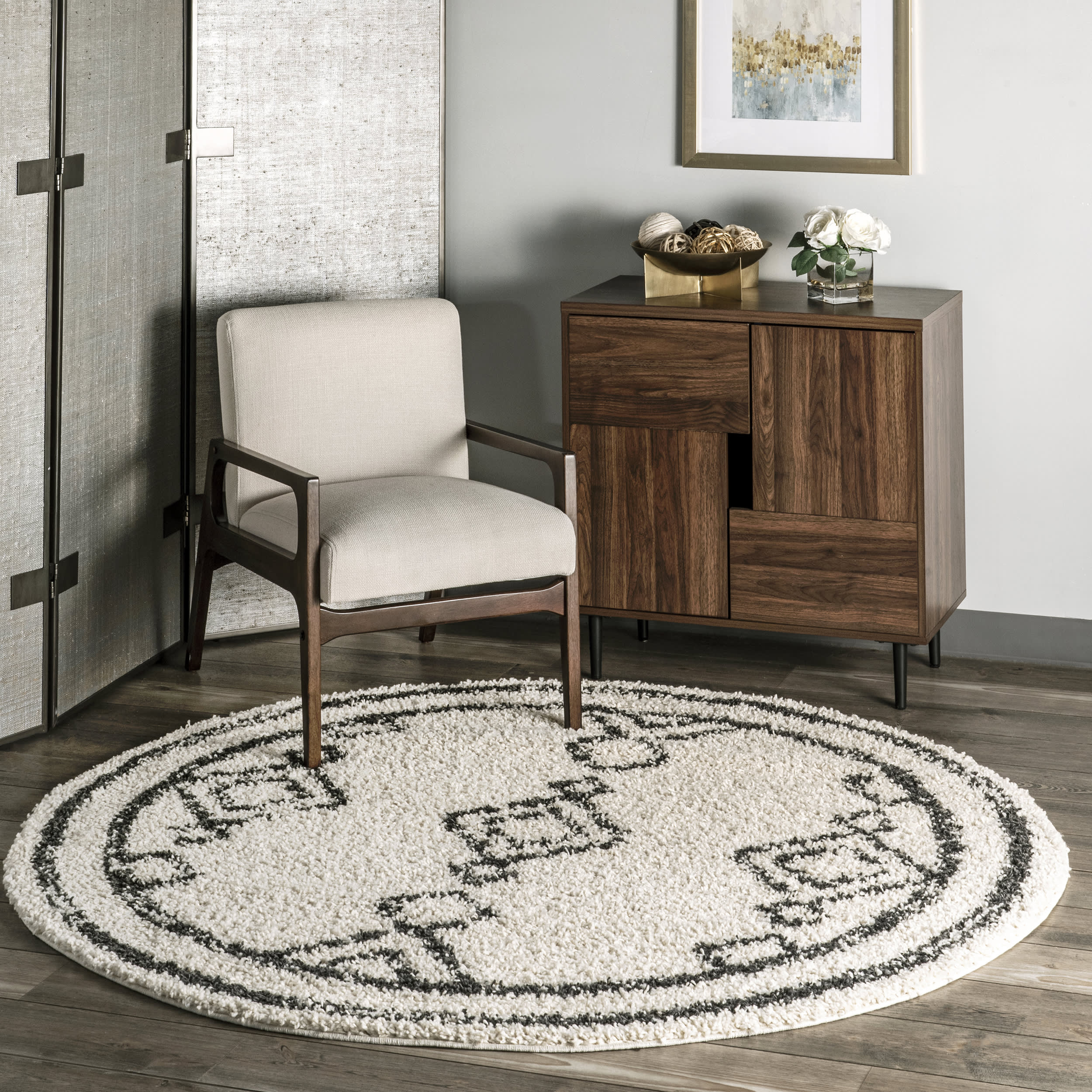 Luxury Diamond Drop Moroccan Rug - Handmade Off White Boho Chic Area Rug for Living Room, Bedroom & Home Decor